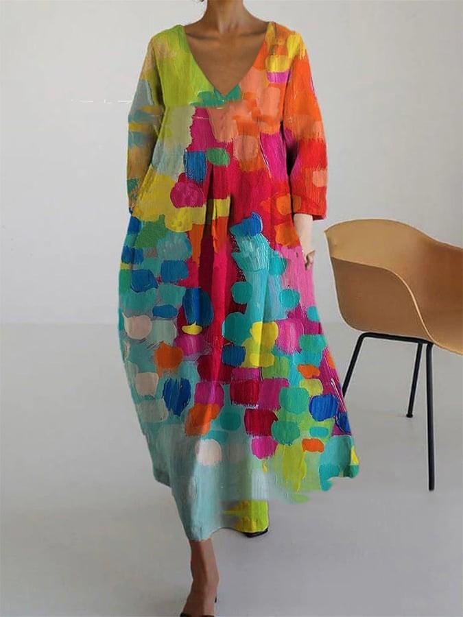 Heike – Abstract Print Maxi Dress