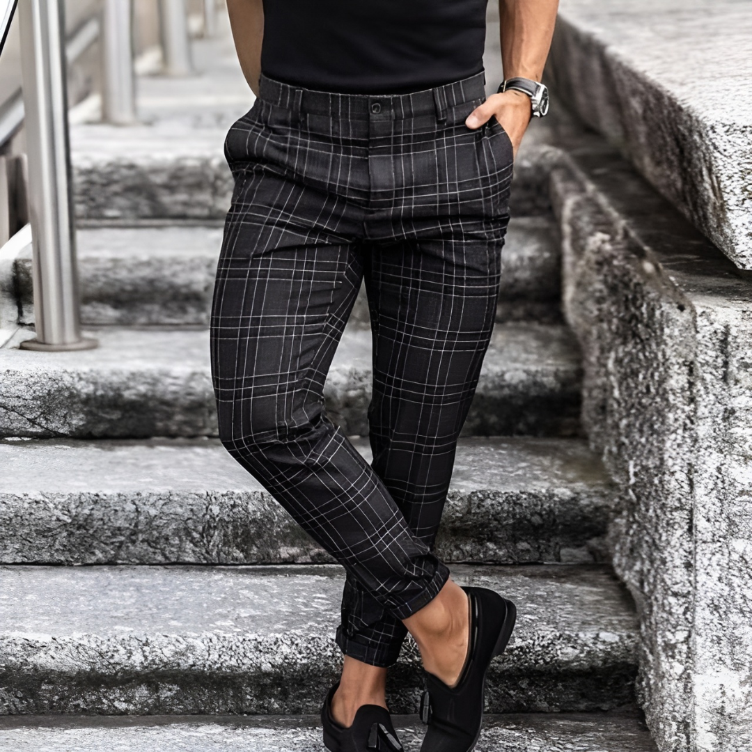 Joe Men’s Checked Slim Fit Pants