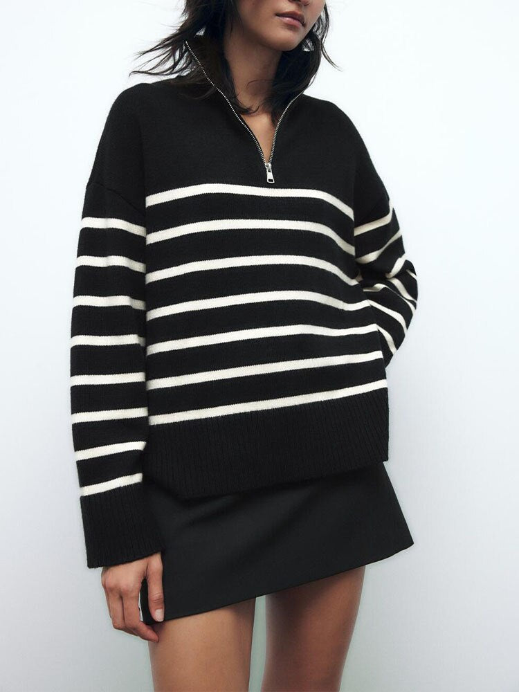 Sandy Striped Zip Jumper