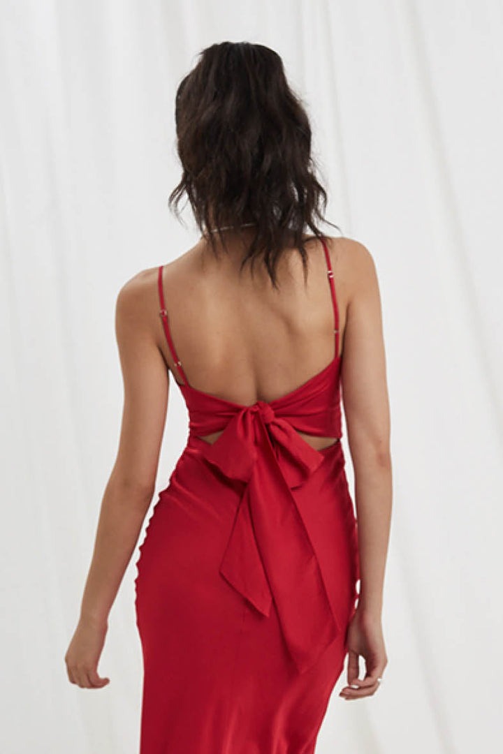 Bella Midi Dress In Tulip Red