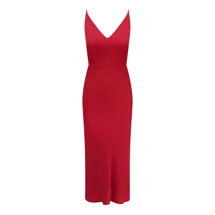 Bella Midi Dress In Tulip Red