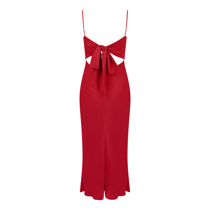 Bella Midi Dress In Tulip Red
