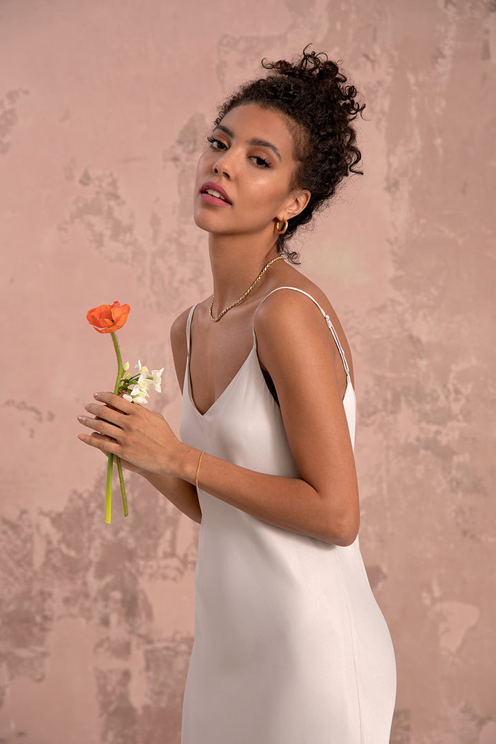 Lily Slip Dress in Oyster Ivory