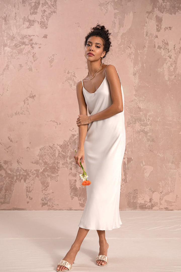 Lily Slip Dress in Oyster Ivory