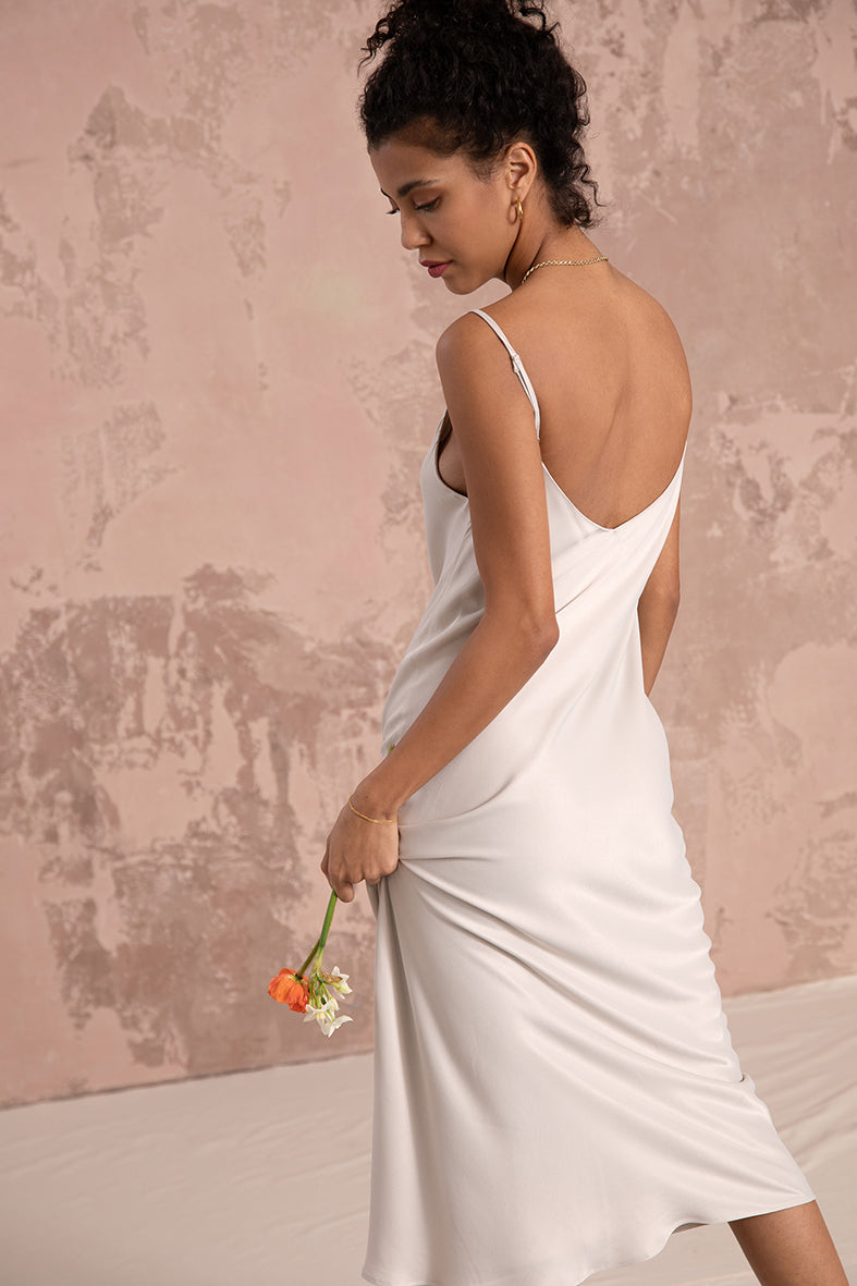 Lily Slip Dress in Oyster Ivory