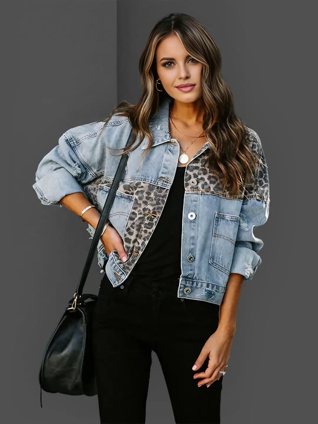 Karen Leo Print Denim Jacket