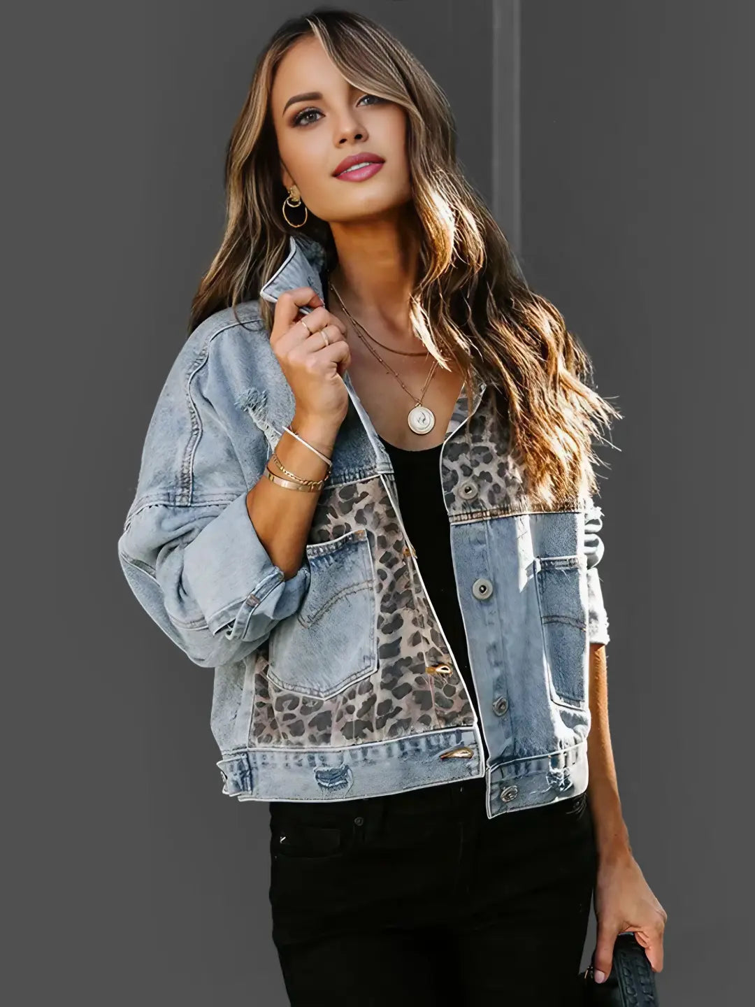 Karen Leo Print Denim Jacket