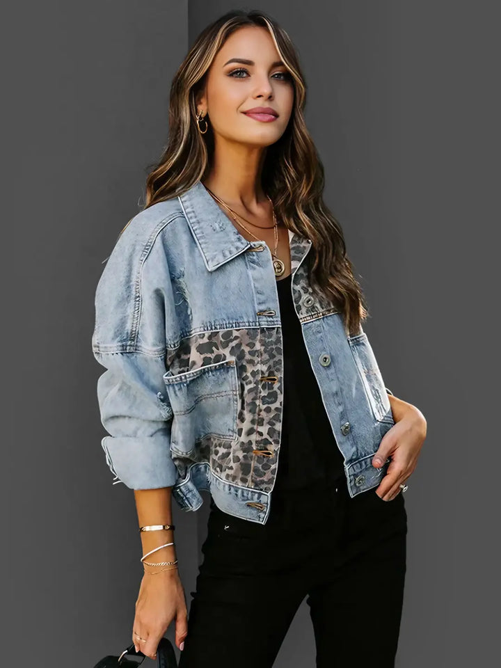 Karen Leo Print Denim Jacket