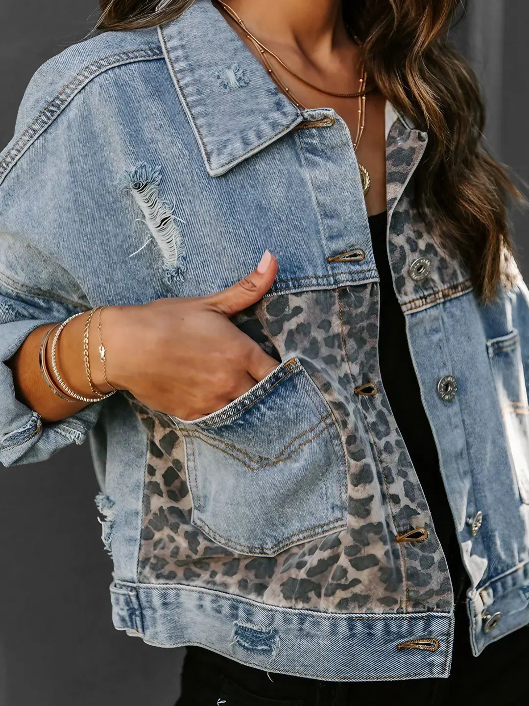 Karen Leo Print Denim Jacket