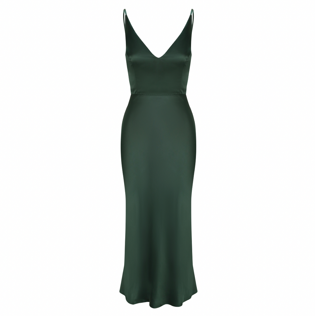 Bella Dress in Deep Forest Green