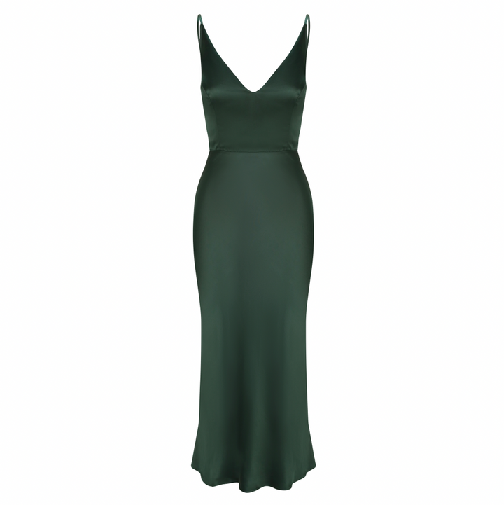 Bella Dress in Deep Forest Green