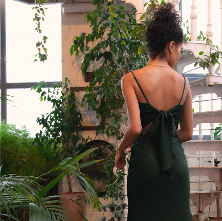 Bella Dress in Deep Forest Green