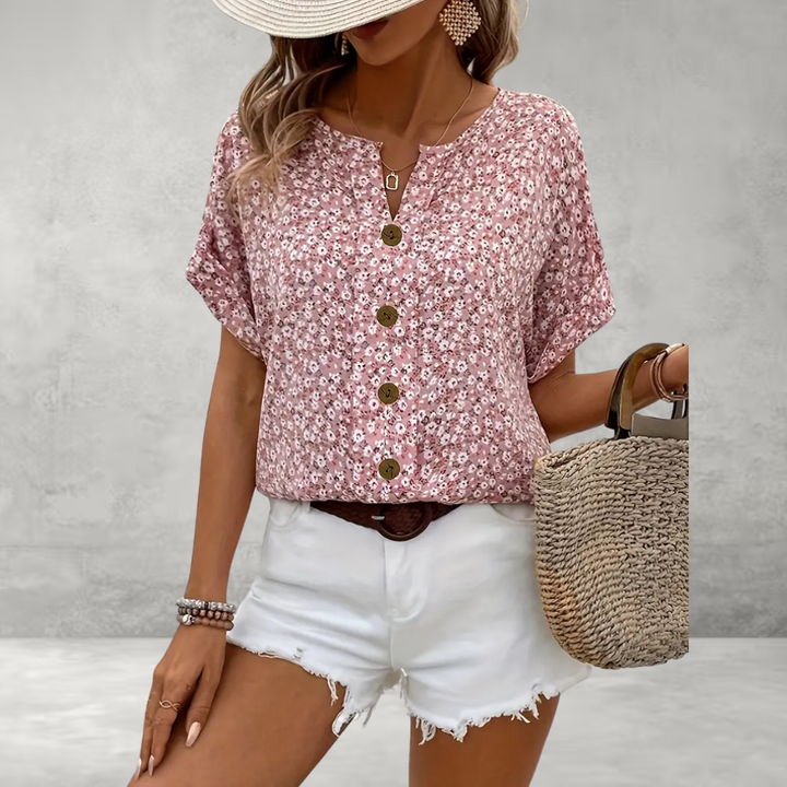 Charis - Floral Button-Up Blouse