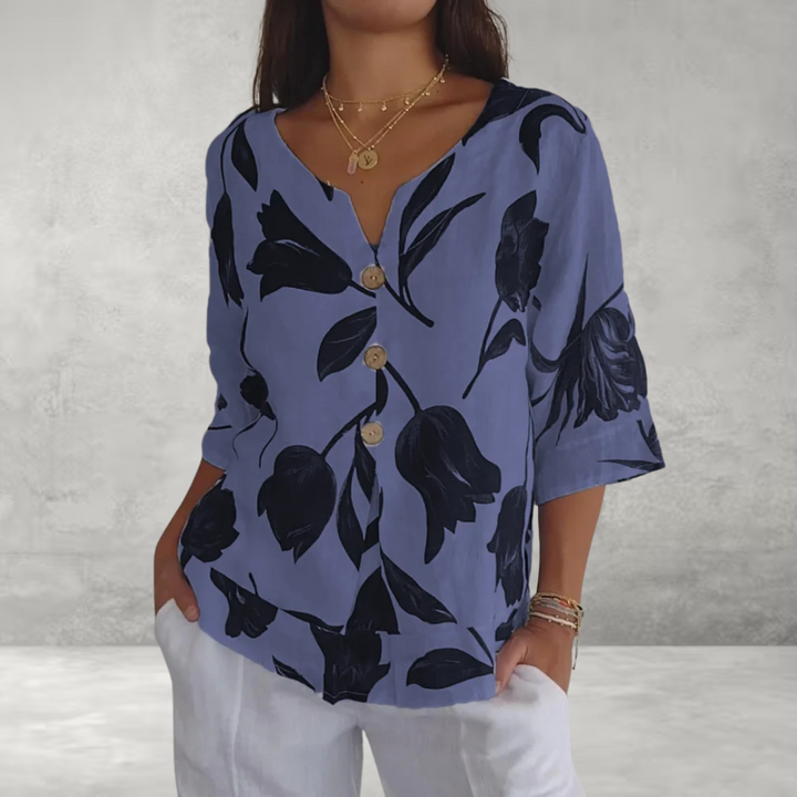 Sanne - Floral Button-Up Blouse