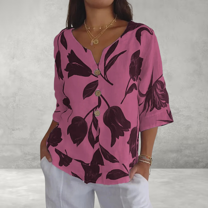 Sanne - Floral Button-Up Blouse