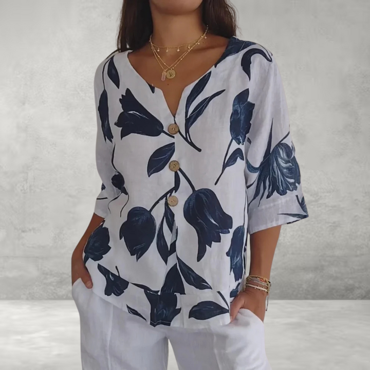 Sanne - Floral Button-Up Blouse