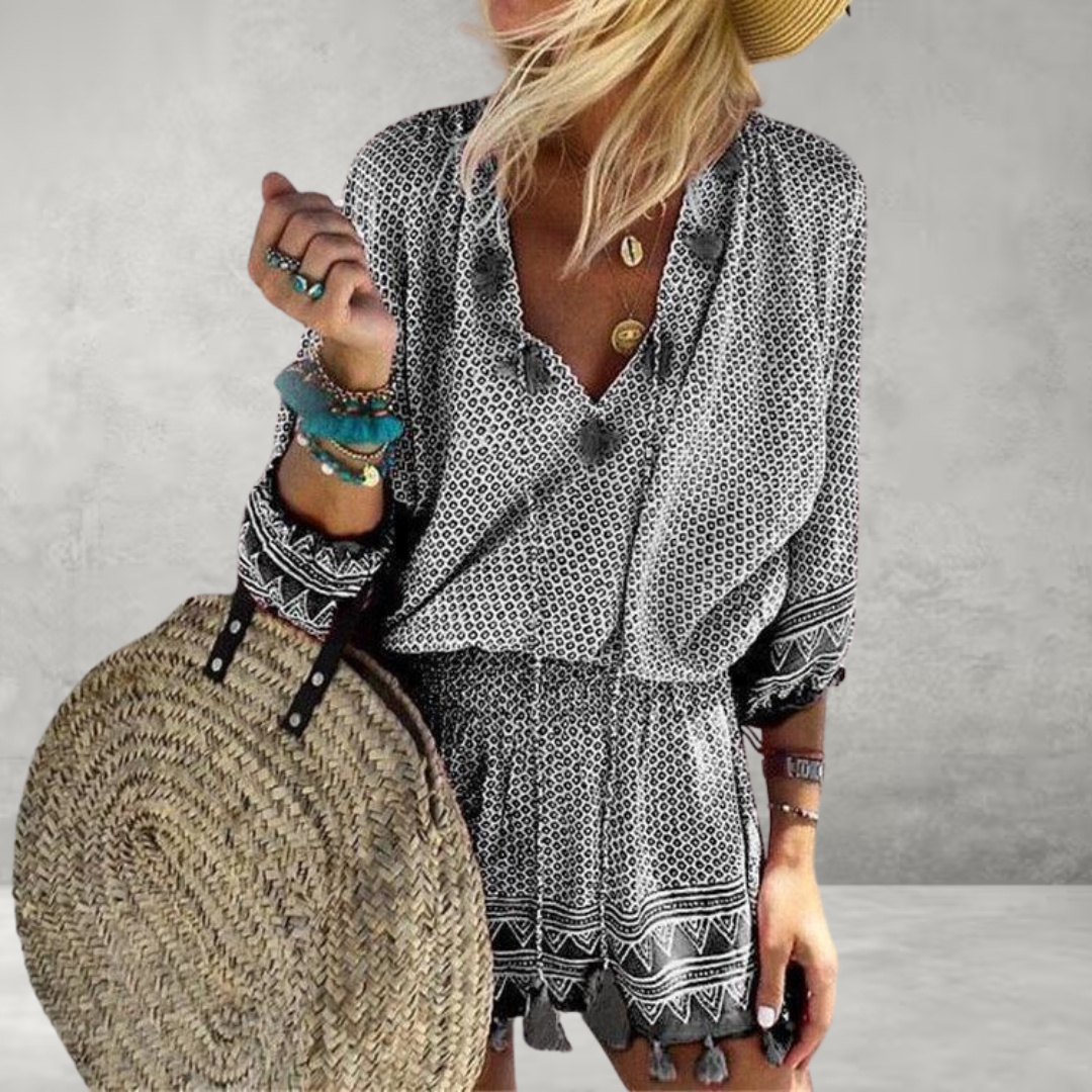In Full Swing V-Neck Mini Dress
