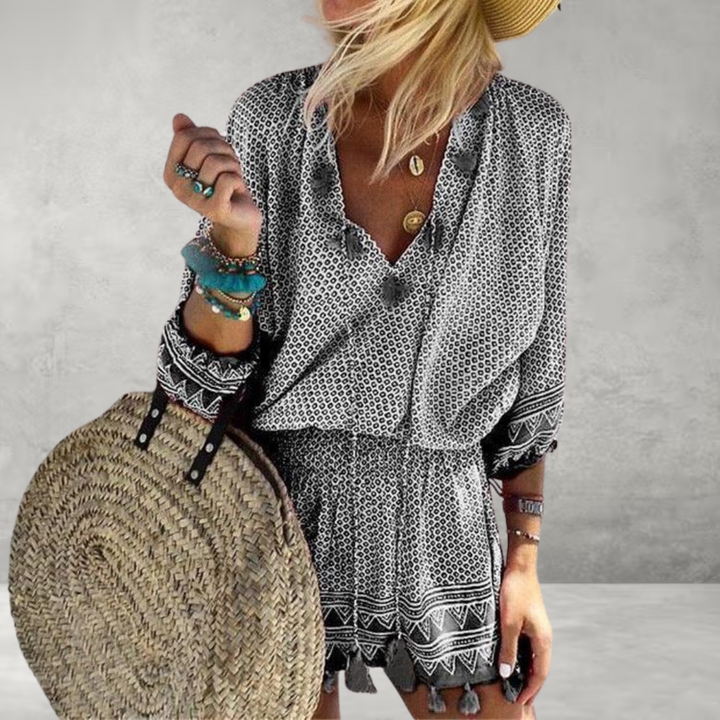 In Full Swing V-Neck Mini Dress
