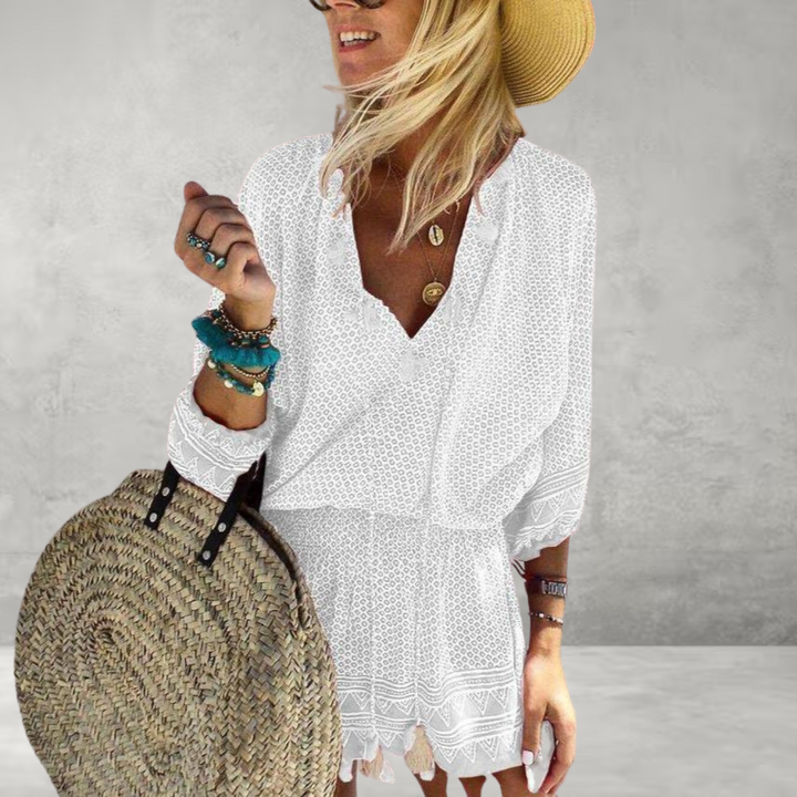 In Full Swing V-Neck Mini Dress