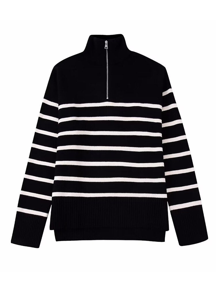 Sandy Striped Zip Jumper