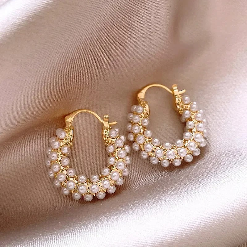 Leticia Pearl Hoop Earrings