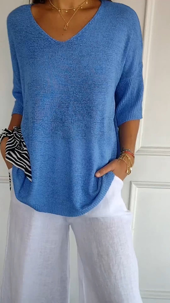 Laura V-Neck Light Knit Sweater