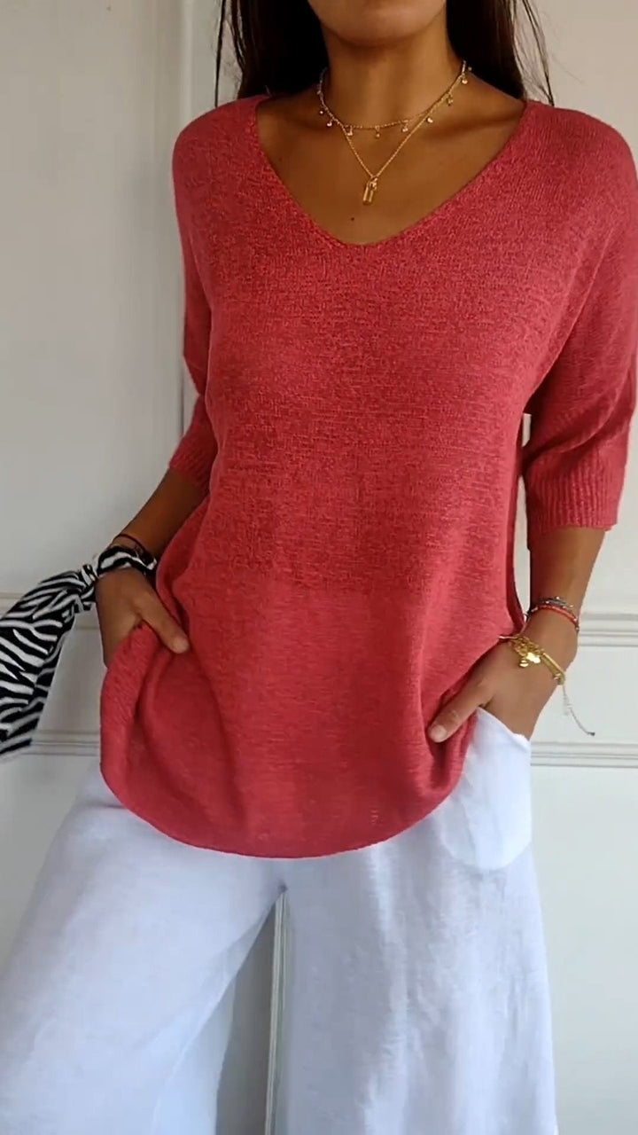 Laura V-Neck Light Knit Sweater